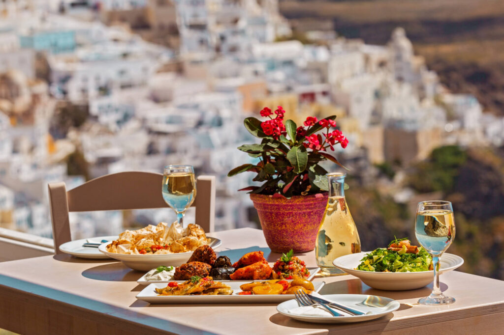 Fresh Greek seafood and local Santorini dishes