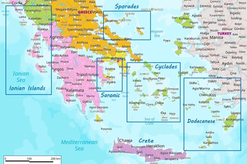 Political map of Greece, Greek Islands