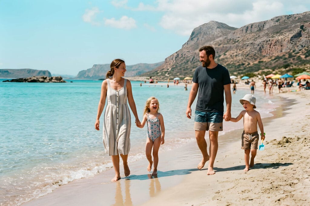 Family at the Beache in Crete, Greece