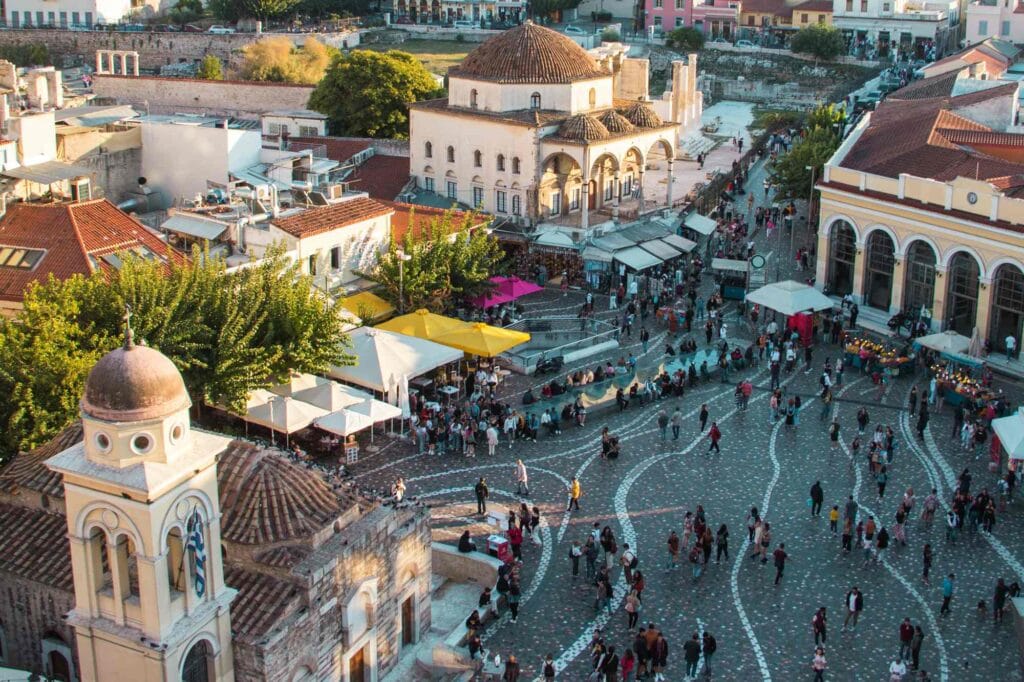monastiraki area in athens, greece