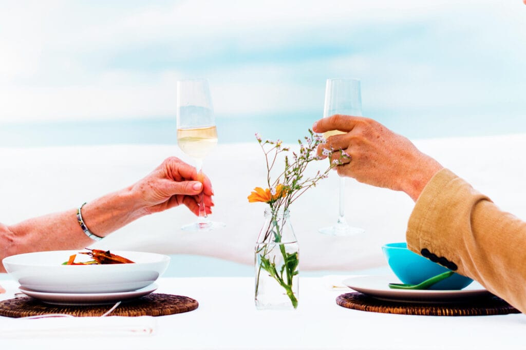 Romantic dinner with sea view in Greece