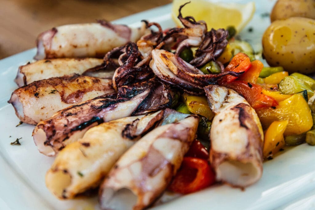 Greek Sea Food, grilled squid
