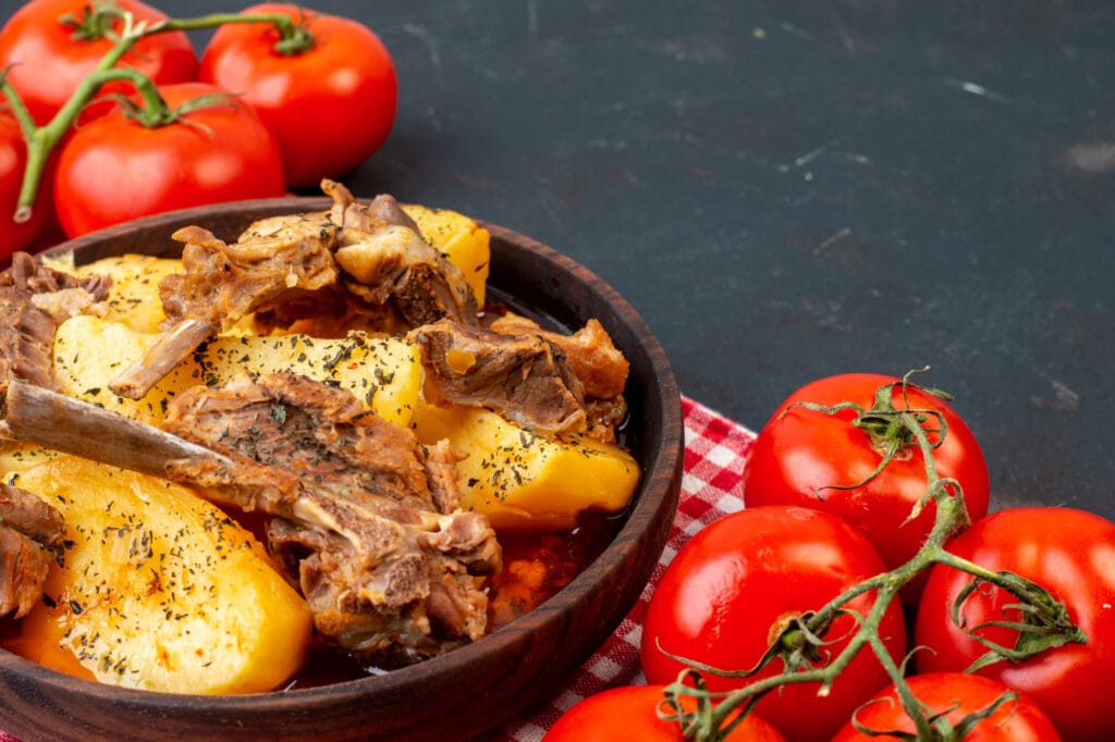 Greek food lamb with potatoes