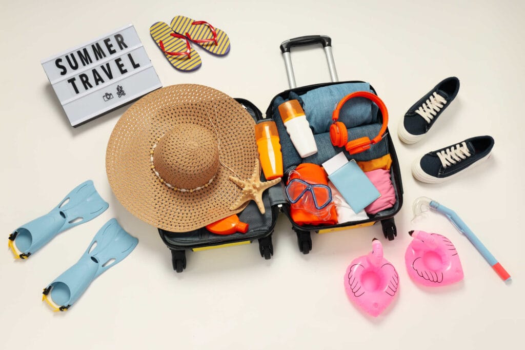 Suitcase luggage baggage for summer travel